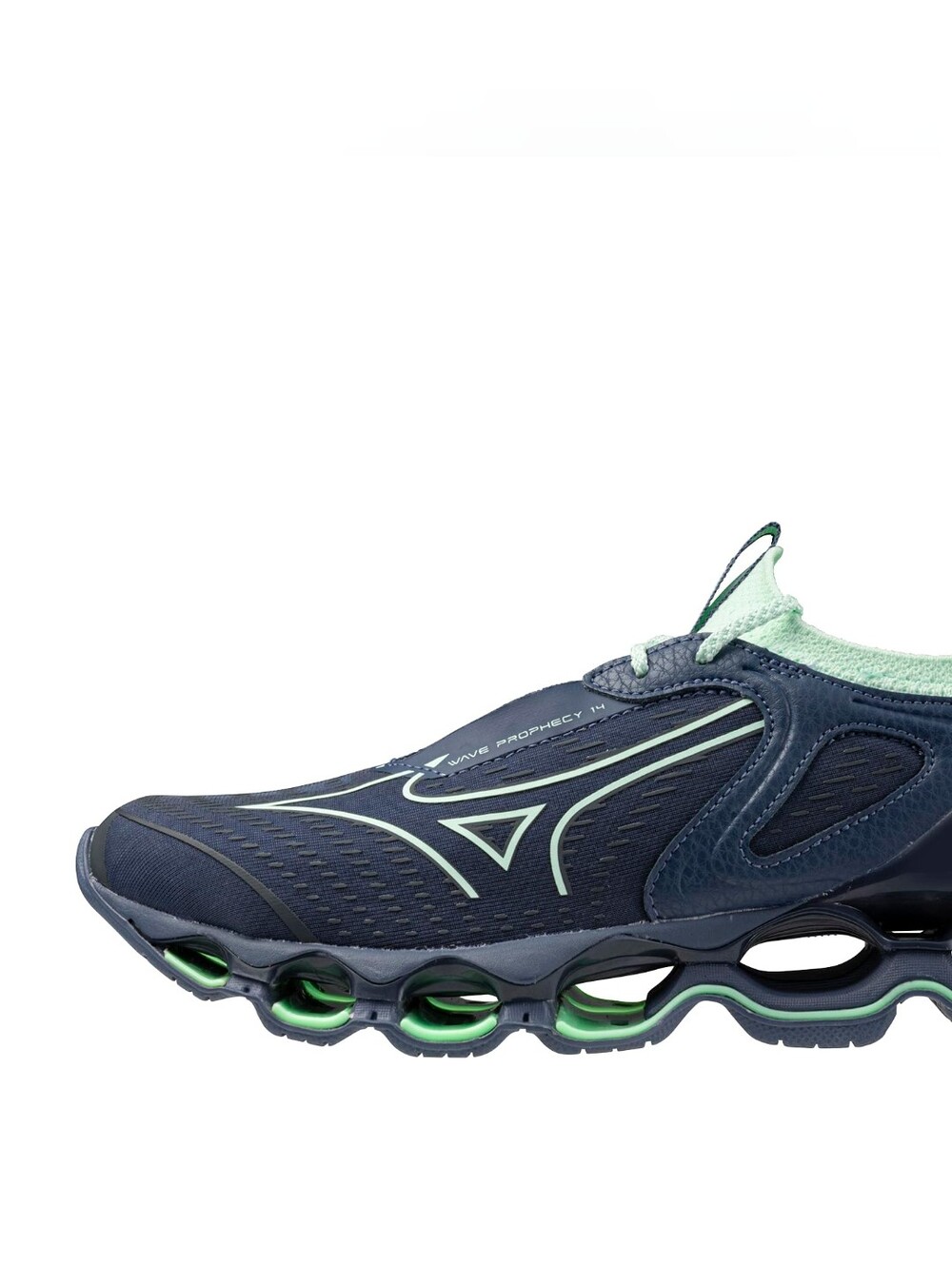 Mizuno Navy/Mint Women’s Wave Prophecy 14 Athletic Running Shoe, 9